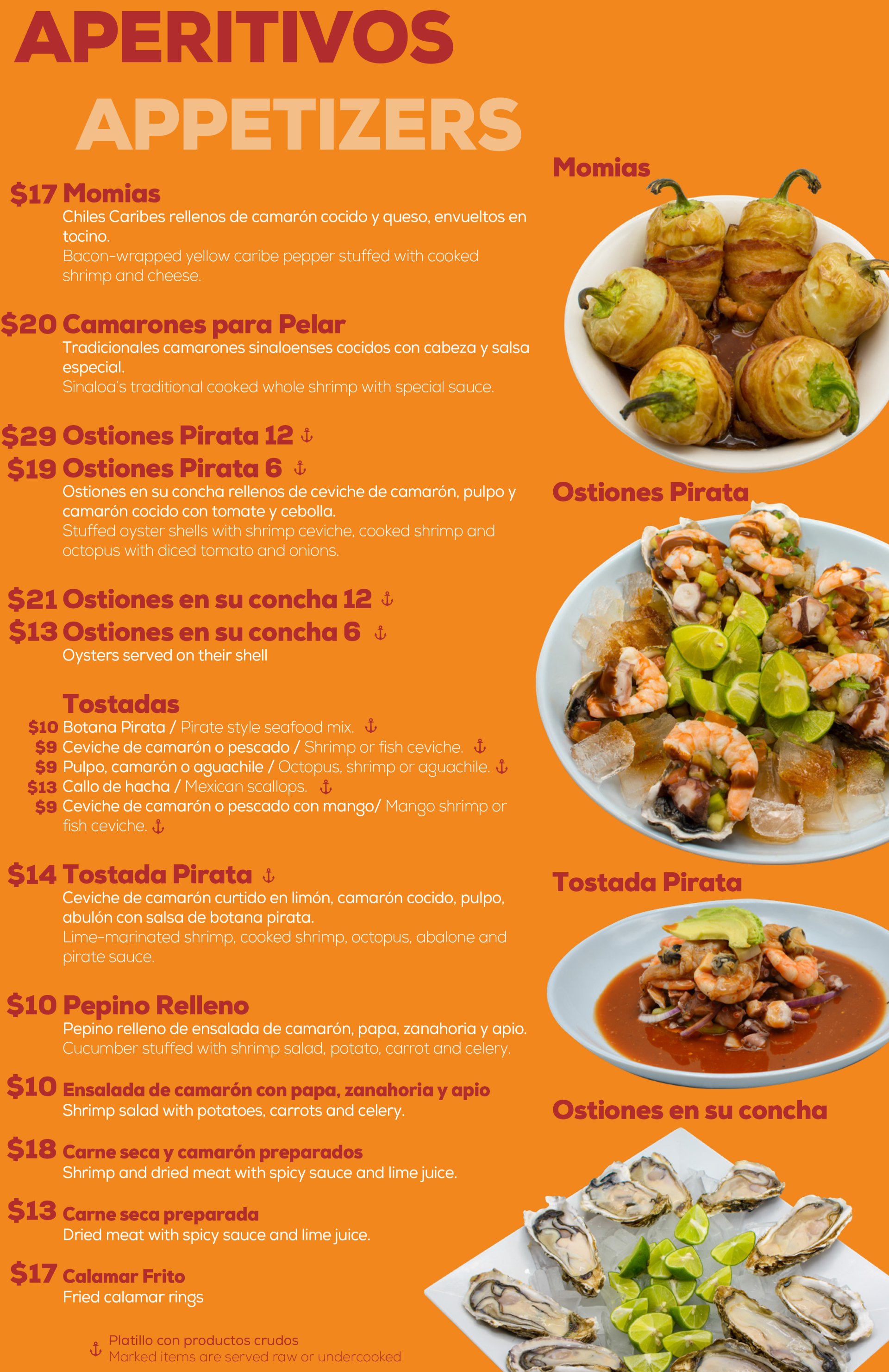El Coco Pirata Appetizers and Sushi Menu Mariscos Denver, CO