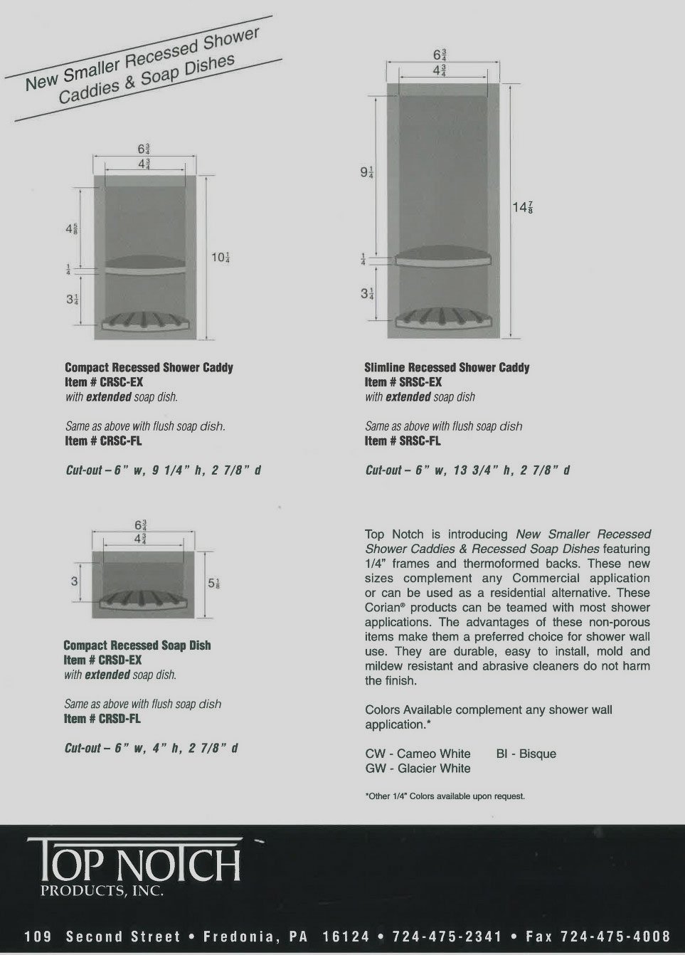 Shower Accessories Brochures Top Notch Products Inc