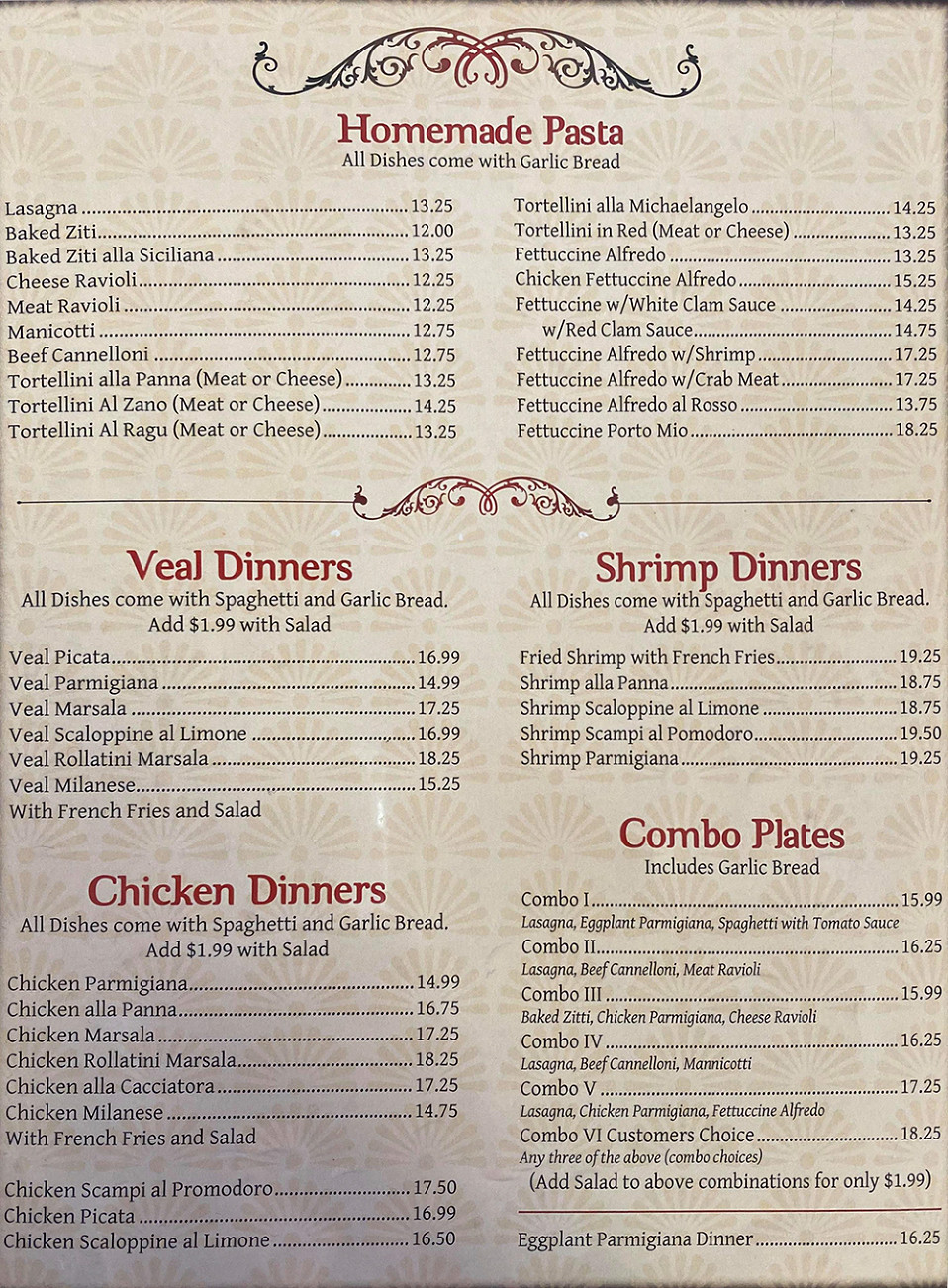 FULL MENU Gino's Italian Restaurant & Pizzeria