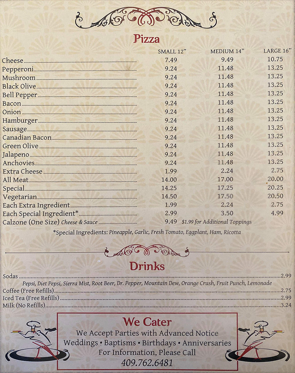 FULL MENU Gino's Italian Restaurant & Pizzeria