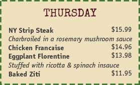 Uncle Gino's Pizza & Ristorante | Thursday