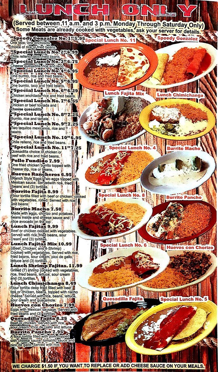 Dos Primos Mexican Restaurant Lunch Menu O'Fallon, MO