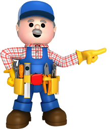 Handyman pointing.