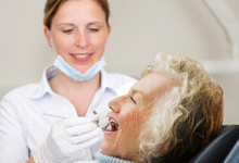 Elderly woman having her dental checkup