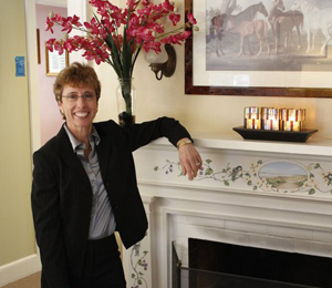 Dentist near fireplace