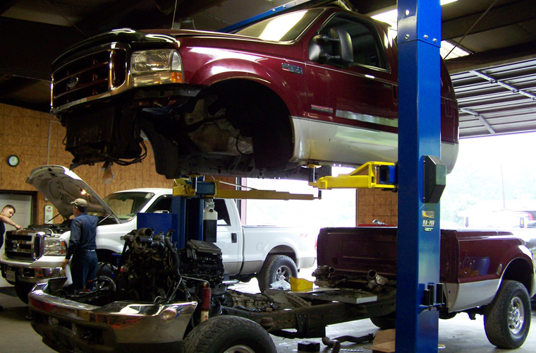 car disassembles in auto shop