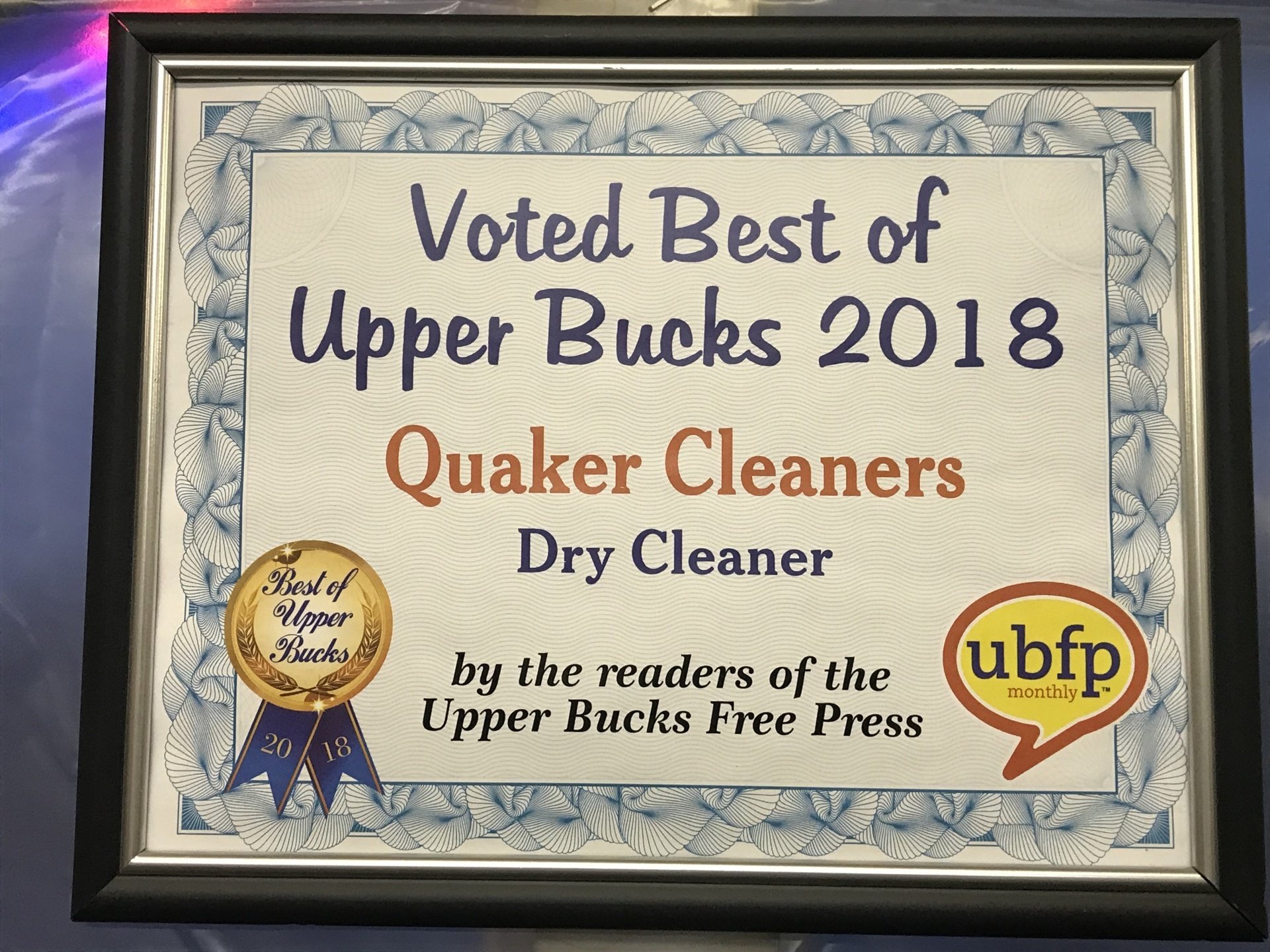 Quaker Cleaners Laundry LLC Awards Gallery Quakertown, PA