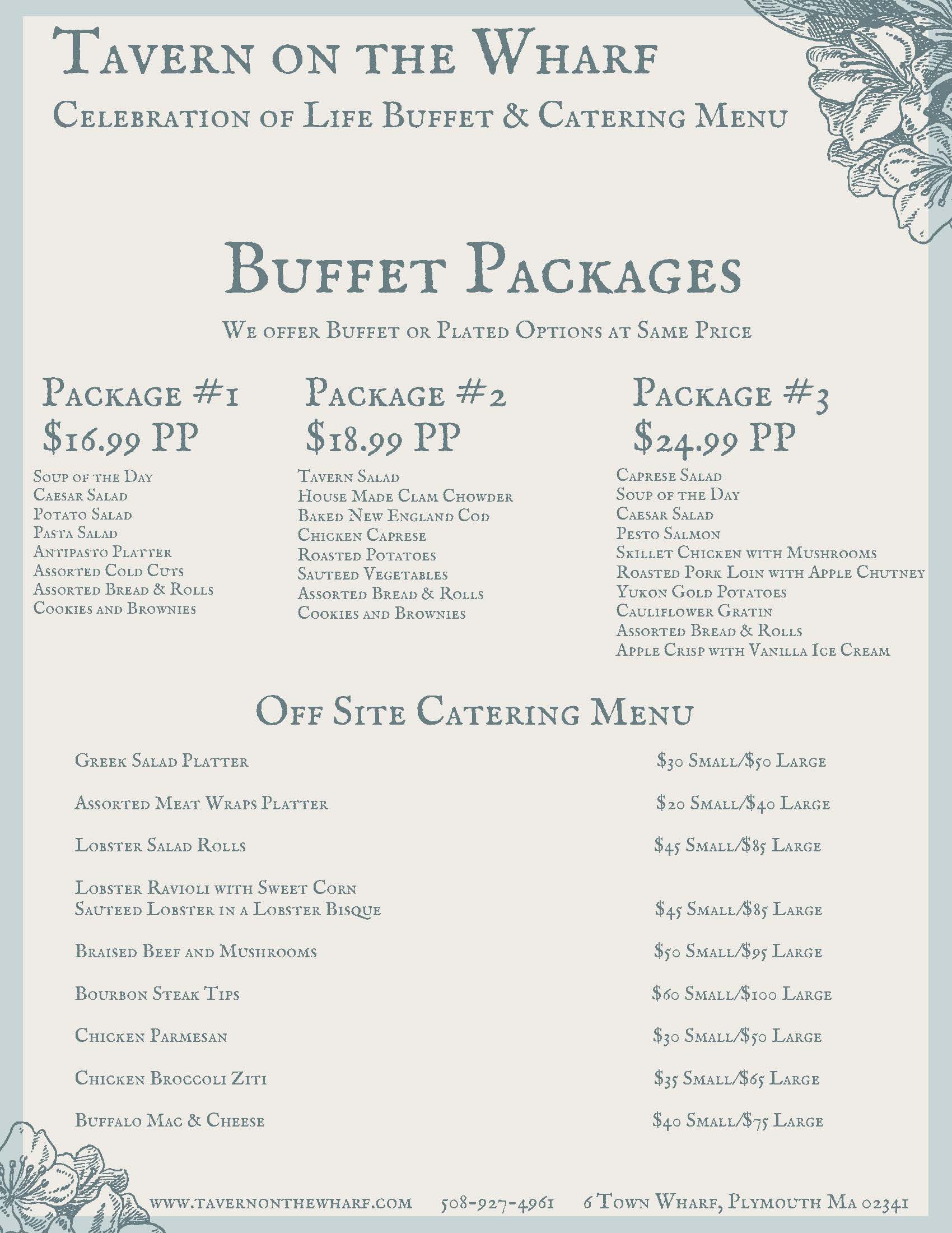 CELEBRATION OF LIFE MENU