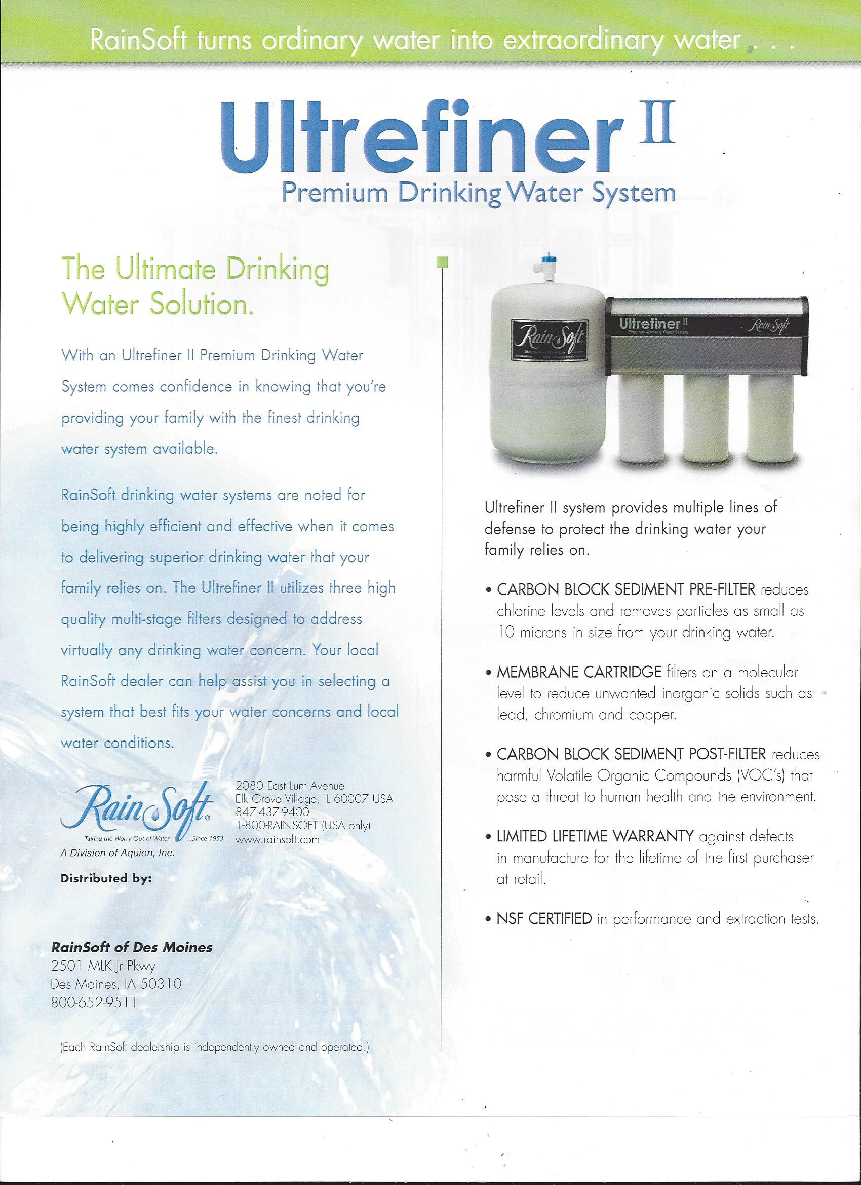Drinking Water Systems Ultrefiner II Des Moines, IA