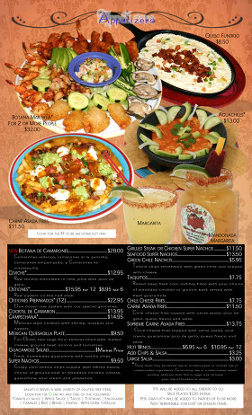 Full Menu Salsas Mexican Restaurant Wheat Ridge Co