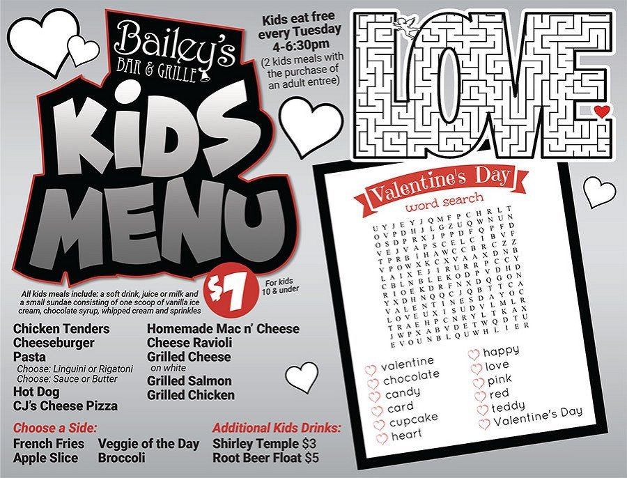 Bailey's Bar & Grille Menu Townsend, MA