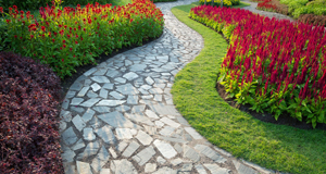 Walkway with stone design