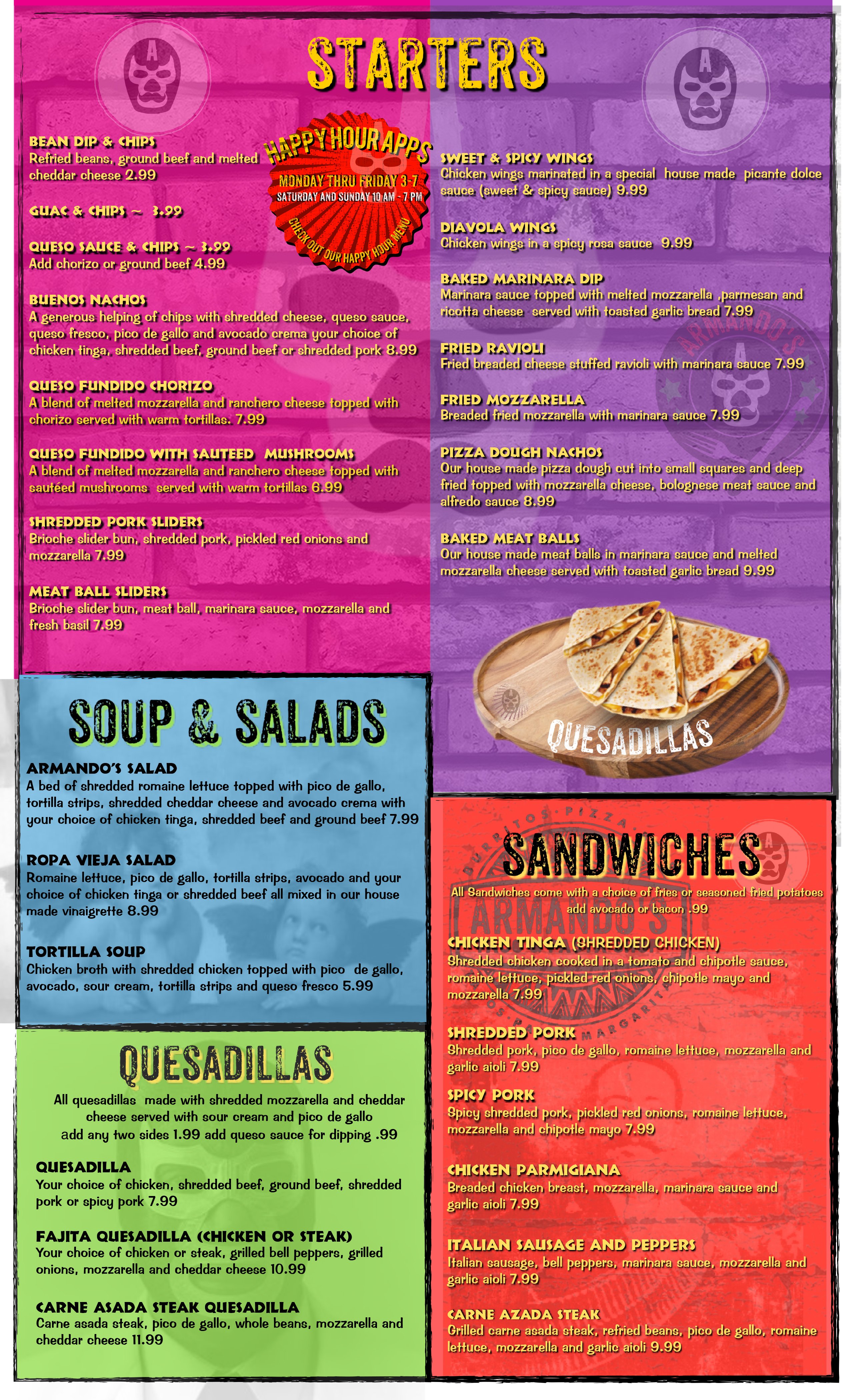 Armandos Taco And Pasta Shop Full Menu Gillette, WY