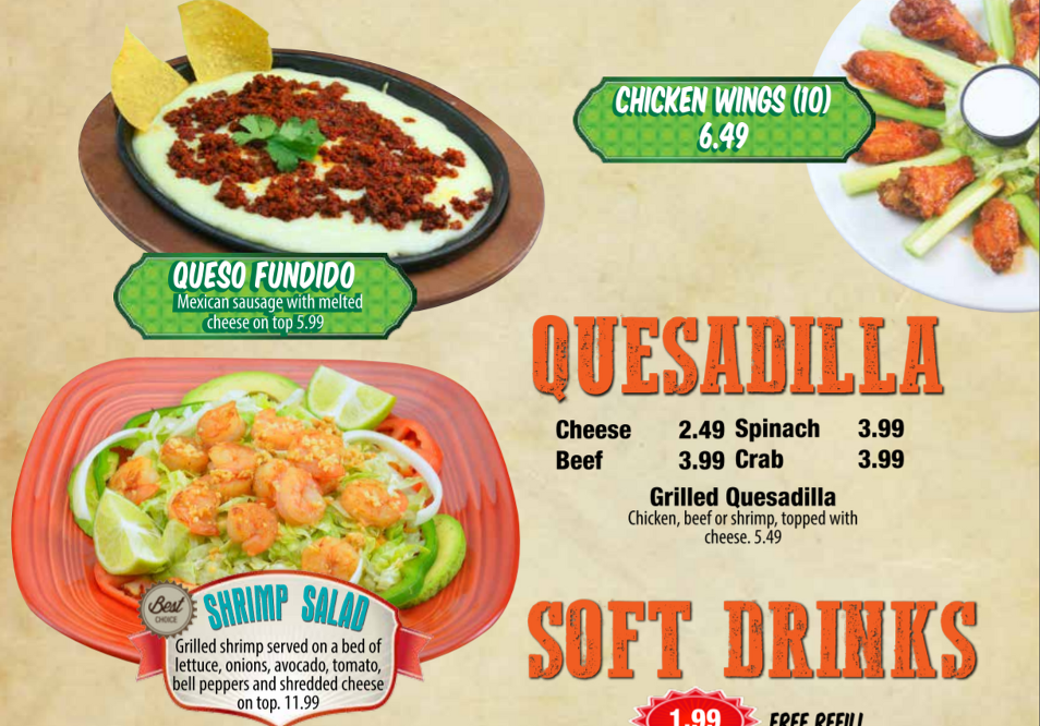 El Patron Mexican Grill Menu Uniontown, PA