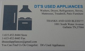 Contact Dt S Used Appliances Gallatin Tn 615 452 8444