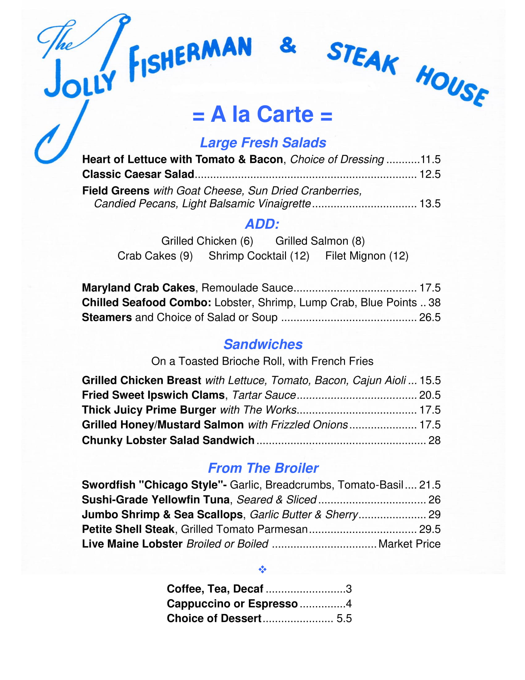The Jolly Fisherman & Steakhouse Lunch Menu Roslyn, NY