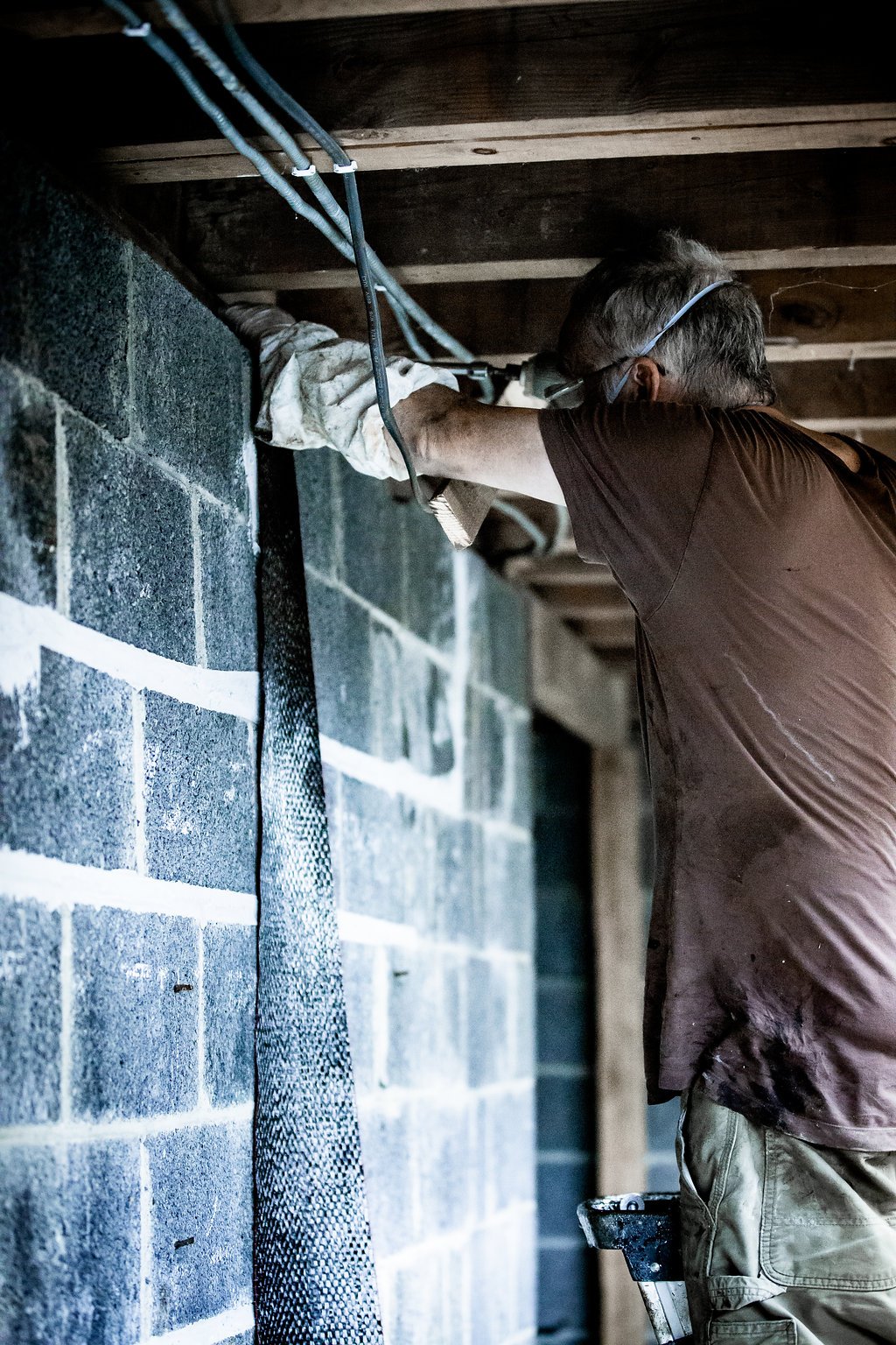 Bowed Concrete/Cinder Block Wall Stabilization Repair