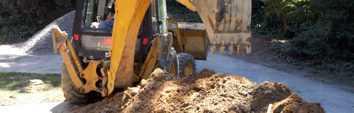 Yellow truck backhoe
