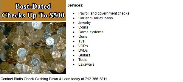 Pawn Shops | Council Bluffs, IA | Glenwood IA| Bluffs Check Cashing Pawn | Glenwood Check Cashing Pawn & Loan